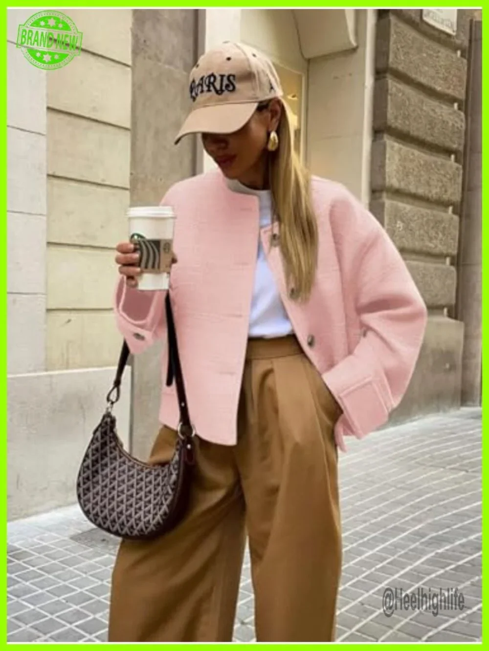 Tweed Blazer Long Sleeve Button Down Business Casual Oversized Jacket Thick